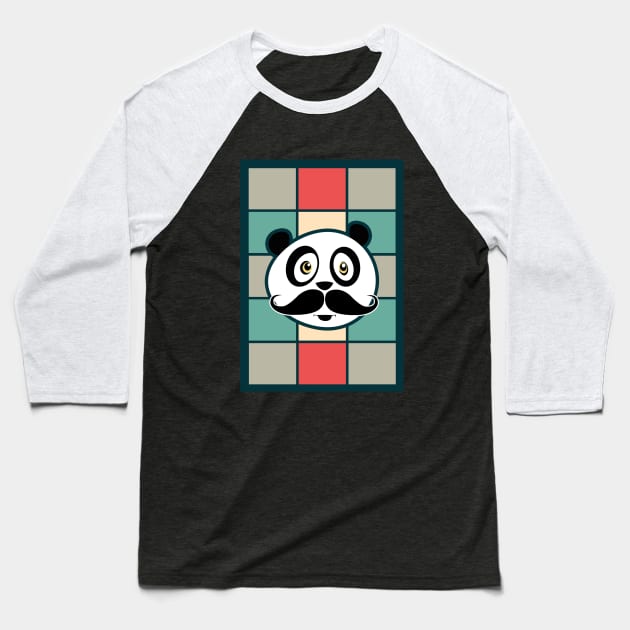 Mustache Panda Baseball T-Shirt by adamzworld